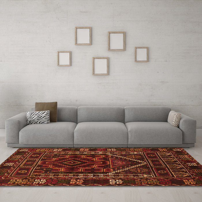 Machine Washable Persian Orange Traditional Area Rugs in a Living Room, wshtr1769org