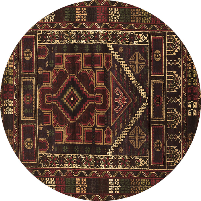 Round Persian Brown Traditional Rug, tr1769brn