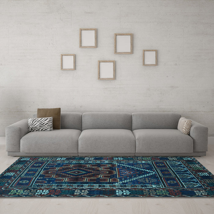 Machine Washable Persian Light Blue Traditional Rug in a Living Room, wshtr1769lblu