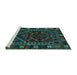 Sideview of Machine Washable Persian Turquoise Traditional Area Rugs, wshtr1769turq