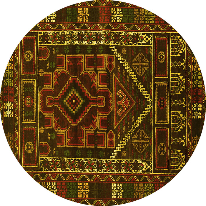Round Persian Yellow Traditional Rug, tr1769yw