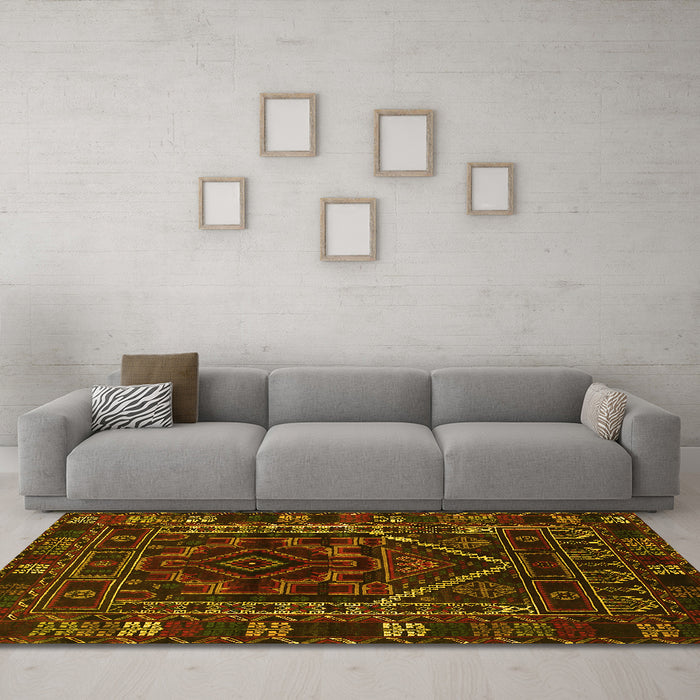 Machine Washable Persian Yellow Traditional Rug in a Living Room, wshtr1769yw