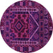 Round Machine Washable Persian Pink Traditional Rug, wshtr1769pnk