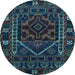 Round Persian Light Blue Traditional Rug, tr1769lblu