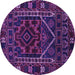 Round Machine Washable Persian Purple Traditional Area Rugs, wshtr1769pur