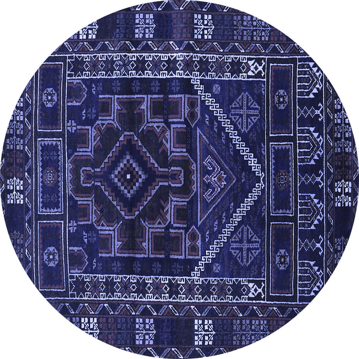 Round Persian Blue Traditional Rug, tr1769blu