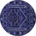 Round Persian Blue Traditional Rug, tr1769blu