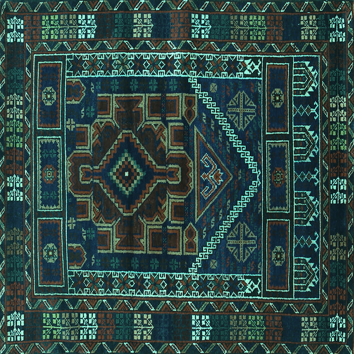 Square Machine Washable Persian Turquoise Traditional Area Rugs, wshtr1769turq