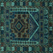 Square Machine Washable Persian Turquoise Traditional Area Rugs, wshtr1769turq