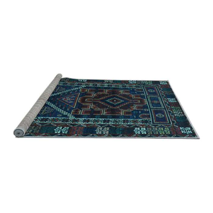 Sideview of Machine Washable Persian Light Blue Traditional Rug, wshtr1769lblu