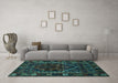 Machine Washable Persian Turquoise Traditional Area Rugs in a Living Room,, wshtr1769turq