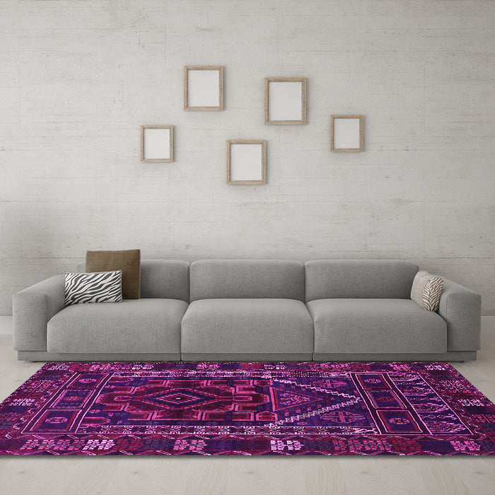 Machine Washable Persian Pink Traditional Rug in a Living Room, wshtr1769pnk