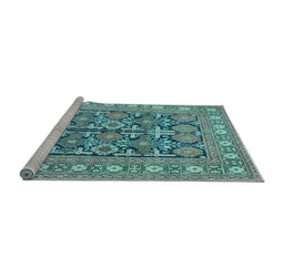Sideview of Machine Washable Persian Light Blue Traditional Rug, wshtr176lblu