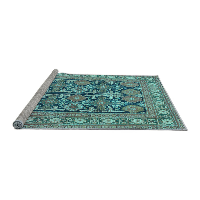 Sideview of Machine Washable Persian Light Blue Traditional Rug, wshtr176lblu