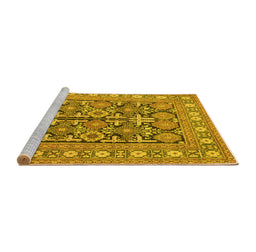 Sideview of Machine Washable Persian Yellow Traditional Rug, wshtr176yw