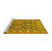 Sideview of Machine Washable Persian Yellow Traditional Rug, wshtr176yw