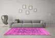 Machine Washable Persian Pink Traditional Rug in a Living Room, wshtr176pnk