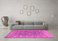 Machine Washable Persian Pink Traditional Rug, wshtr176pnk