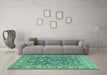 Machine Washable Persian Turquoise Traditional Area Rugs in a Living Room,, wshtr176turq