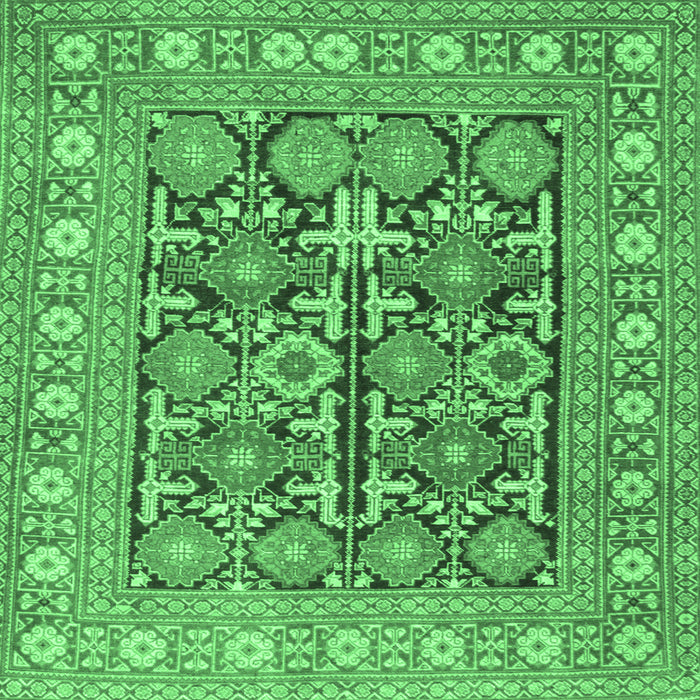 Square Machine Washable Persian Emerald Green Traditional Area Rugs, wshtr176emgrn