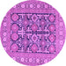 Round Machine Washable Persian Purple Traditional Area Rugs, wshtr176pur