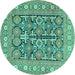 Round Persian Turquoise Traditional Rug, tr176turq