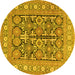 Round Persian Yellow Traditional Rug, tr176yw