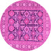 Round Persian Pink Traditional Rug, tr176pnk