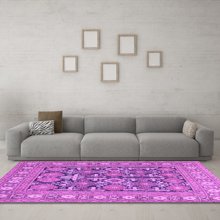 Machine Washable Persian Purple Traditional Area Rugs in a Living Room, wshtr176pur