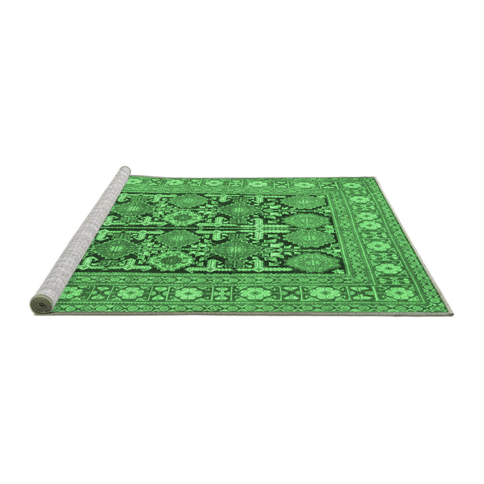 Sideview of Machine Washable Persian Emerald Green Traditional Area Rugs, wshtr176emgrn