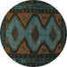 Round Persian Turquoise Traditional Rug, tr1770turq