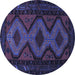 Round Persian Blue Traditional Rug, tr1770blu