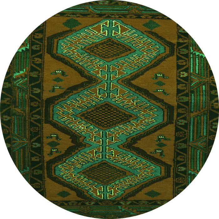 Square Persian Green Traditional Rug, tr1770grn