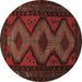 Round Persian Brown Traditional Rug, tr1770brn