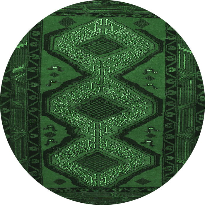 Round Persian Emerald Green Traditional Rug, tr1770emgrn