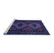 Sideview of Machine Washable Persian Blue Traditional Rug, wshtr1770blu