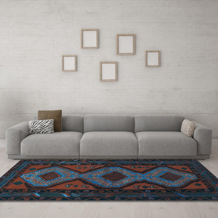 Machine Washable Persian Light Blue Traditional Rug in a Living Room, wshtr1770lblu