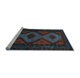 Sideview of Machine Washable Persian Light Blue Traditional Rug, wshtr1770lblu