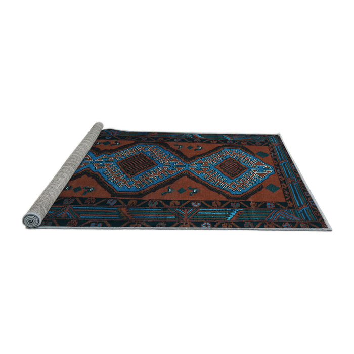 Sideview of Machine Washable Persian Light Blue Traditional Rug, wshtr1770lblu