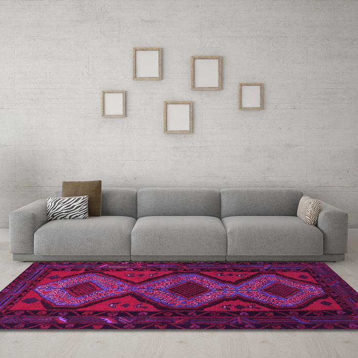 Machine Washable Persian Pink Traditional Rug in a Living Room, wshtr1770pnk