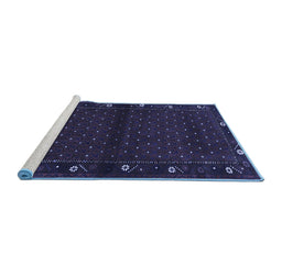 Sideview of Machine Washable Southwestern Blue Country Rug, wshtr1771blu