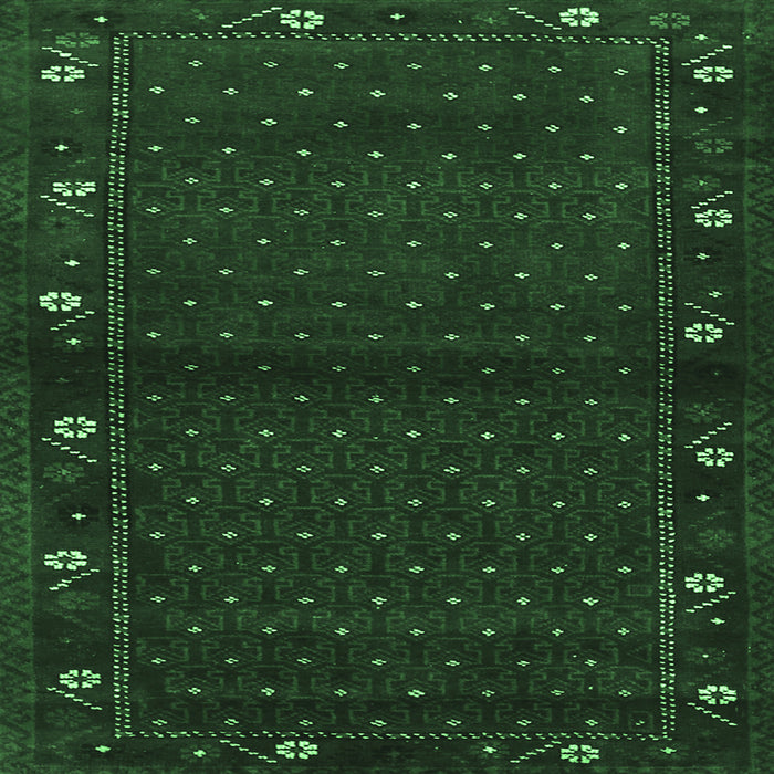Square Machine Washable Southwestern Emerald Green Country Area Rugs, wshtr1771emgrn