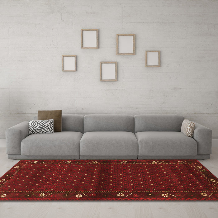 Machine Washable Southwestern Orange Country Area Rugs in a Living Room, wshtr1771org