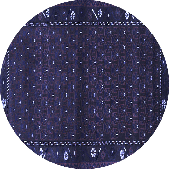 Round Machine Washable Southwestern Blue Country Rug, wshtr1771blu