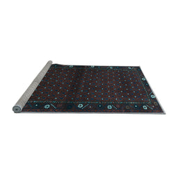 Sideview of Machine Washable Southwestern Light Blue Country Rug, wshtr1771lblu