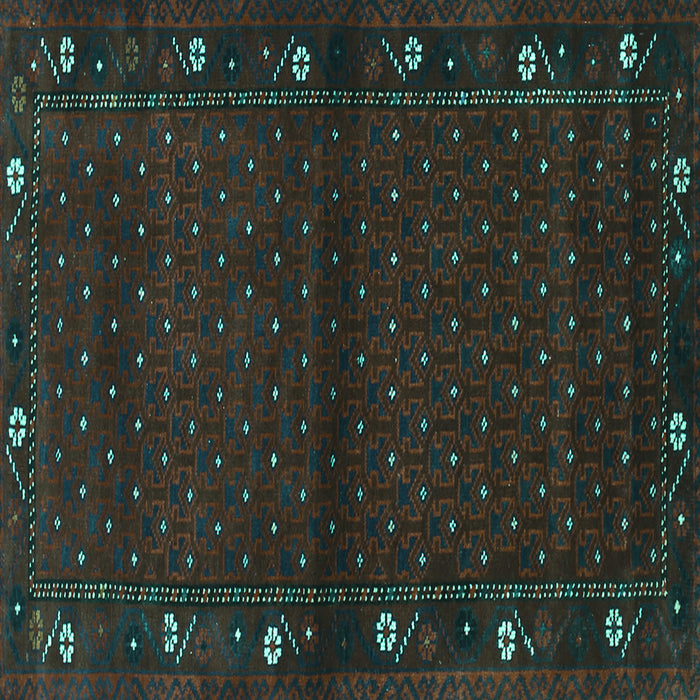 Square Machine Washable Southwestern Turquoise Country Area Rugs, wshtr1771turq