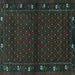 Square Machine Washable Southwestern Turquoise Country Area Rugs, wshtr1771turq