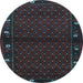 Round Machine Washable Southwestern Light Blue Country Rug, wshtr1771lblu