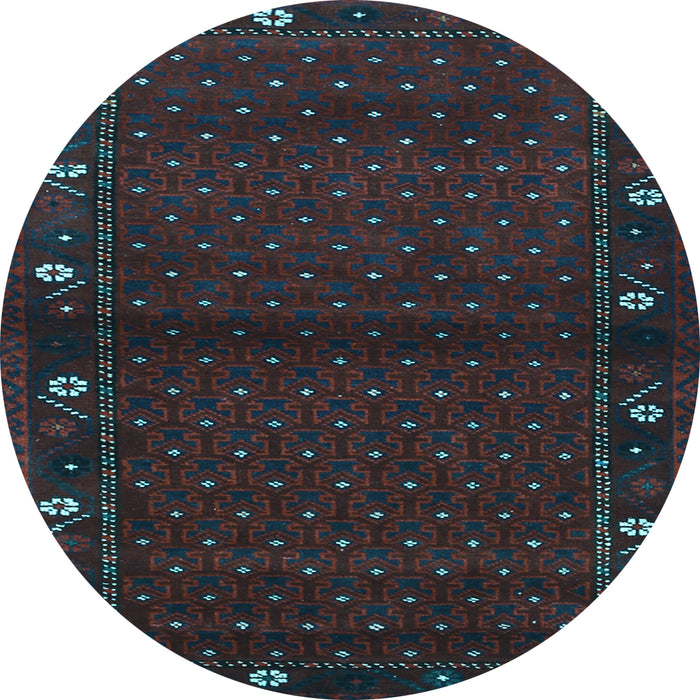 Round Southwestern Light Blue Country Rug, tr1771lblu