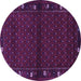 Round Machine Washable Southwestern Purple Country Area Rugs, wshtr1771pur